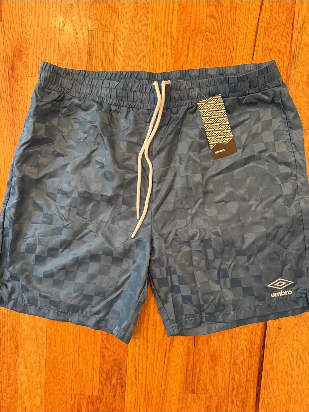 Umbro Men’s Navy Blue Checkerboard Swim Trunks